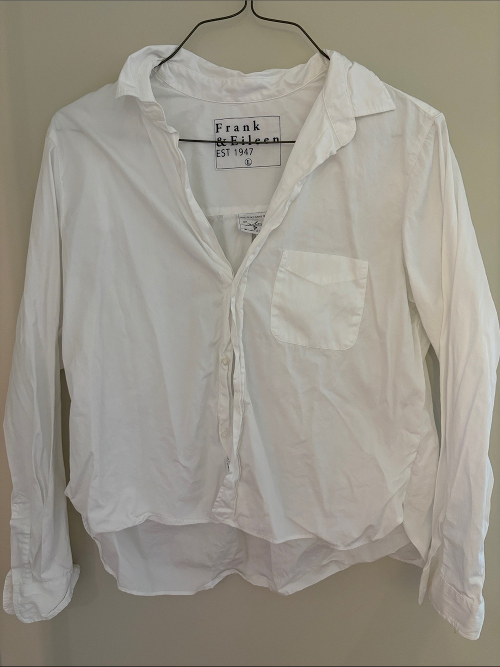 Frank & Eileen White Women’s Button-Down Shirt with Chest Pocket size L